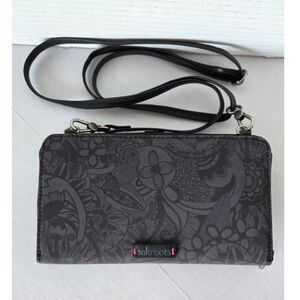 Sakroots Artist Circle Black Smartphone Crossbody Wallet Bag Indie Boho-Chic